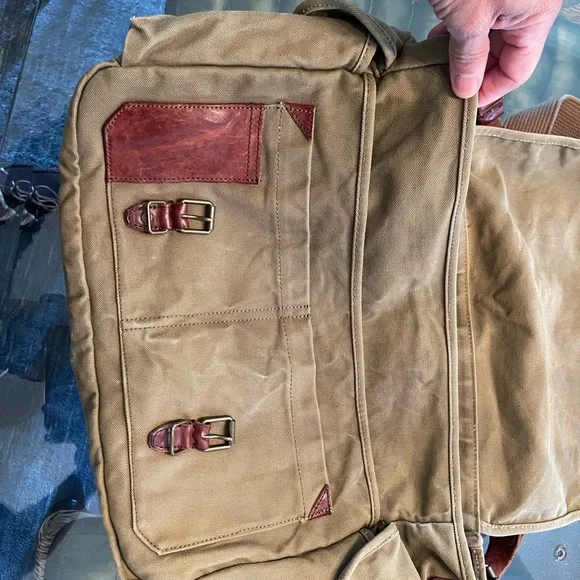 Polo Ralph Lauren Rugby VINTAGE/ Tan Khaki Canvas Messenger/ Laptop Bag - Picture 7 of 9